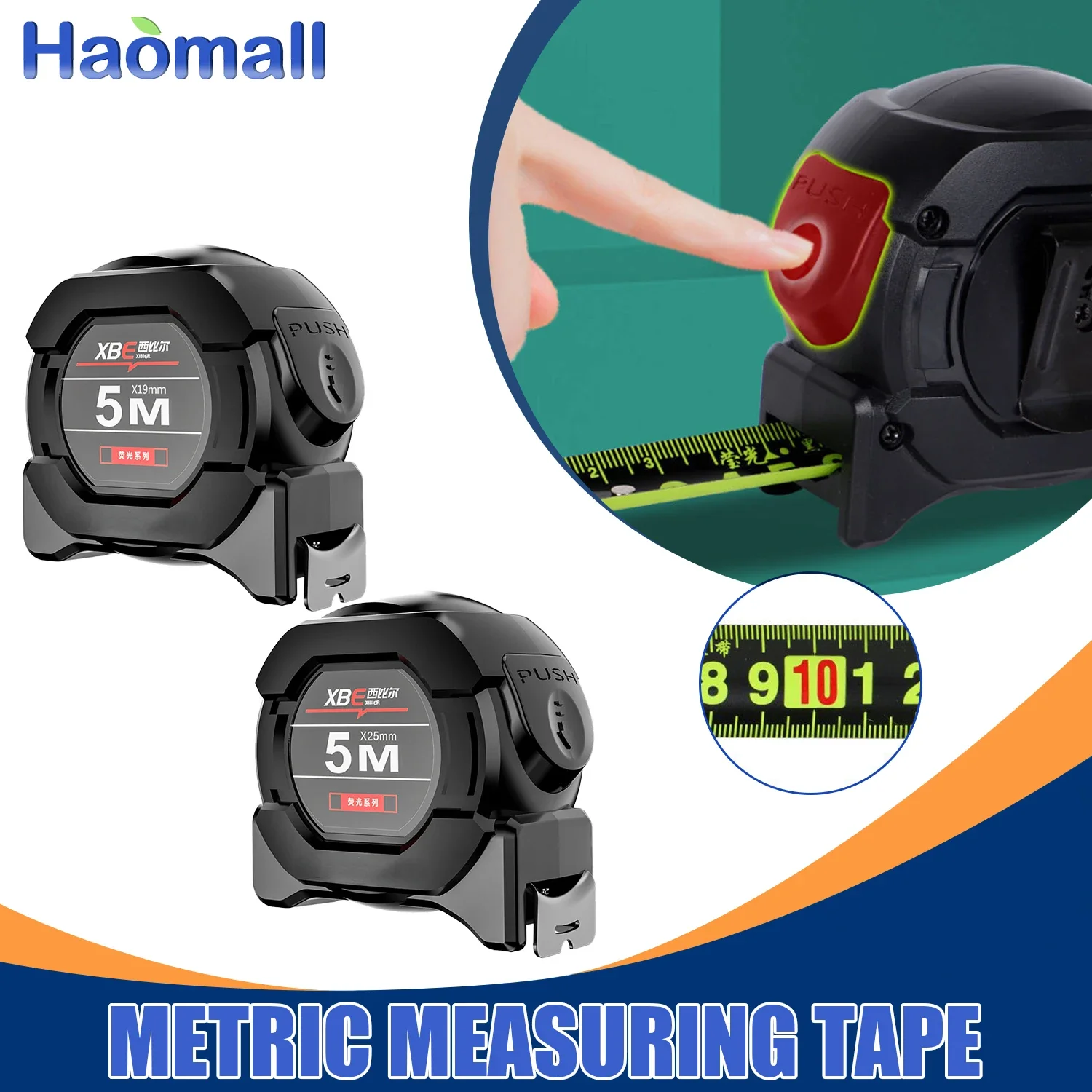 

Metric Measuring Tape Self Locking Portable Fluorescent Steel Tape Measure High Precision Wear-resistant Ruler Measuring Tools