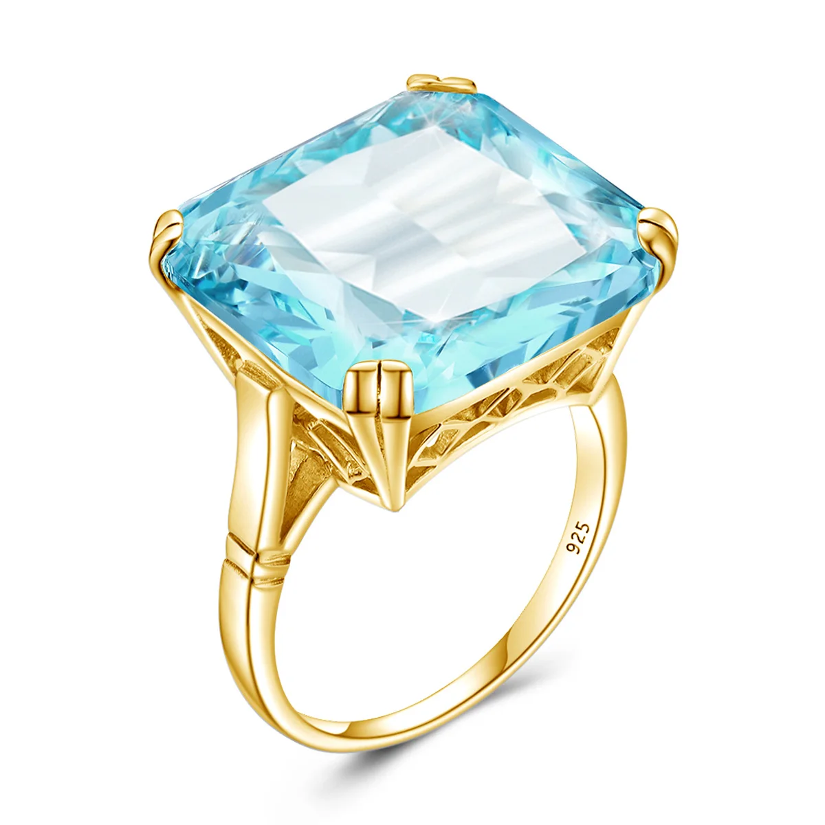 Szjinao Massive Women Signet Aquamarine Ring Silver 925 100% With Stone Wedding Anniversary Luxury Woman Jewelry Wife Gift Trend
