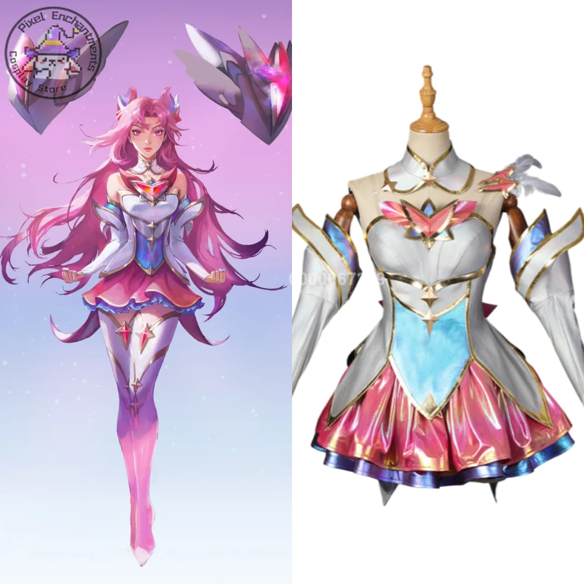 

Game League of Legends Cosplay Costume Anime Star Guardian Kai'Sa Role Playing Leather Dress for Women Comic Con Halloween Party