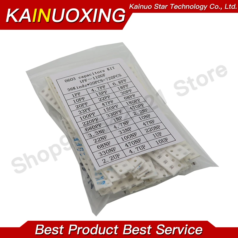 320 шт., 720 шт., 2500 шт./набор, набор конденсаторов SMD 0603, 0805, 1206, набор в ассортименте, 16/36/50 значений, 1 пФ ~ 1 мкФ