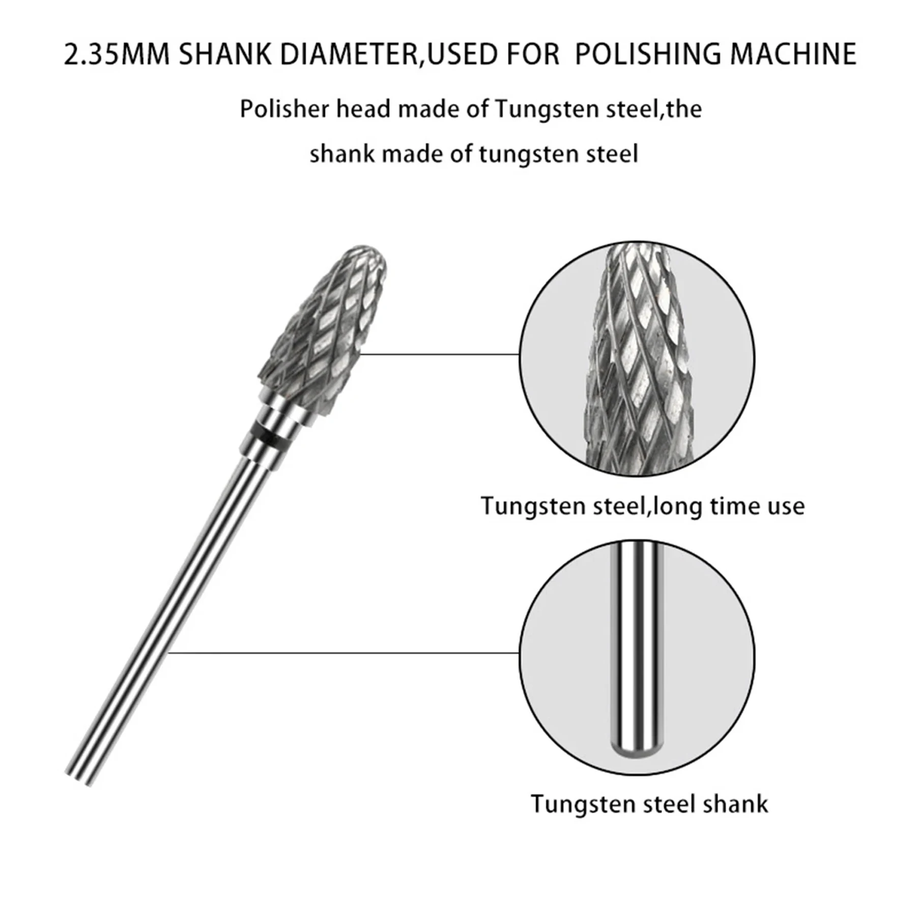10Pcs Dental Tungsten Carbide Bur Handpiece 2.35mm Diameter 3/32 Inch Dentistry Lab Polishing Tools Laboratory Accessories