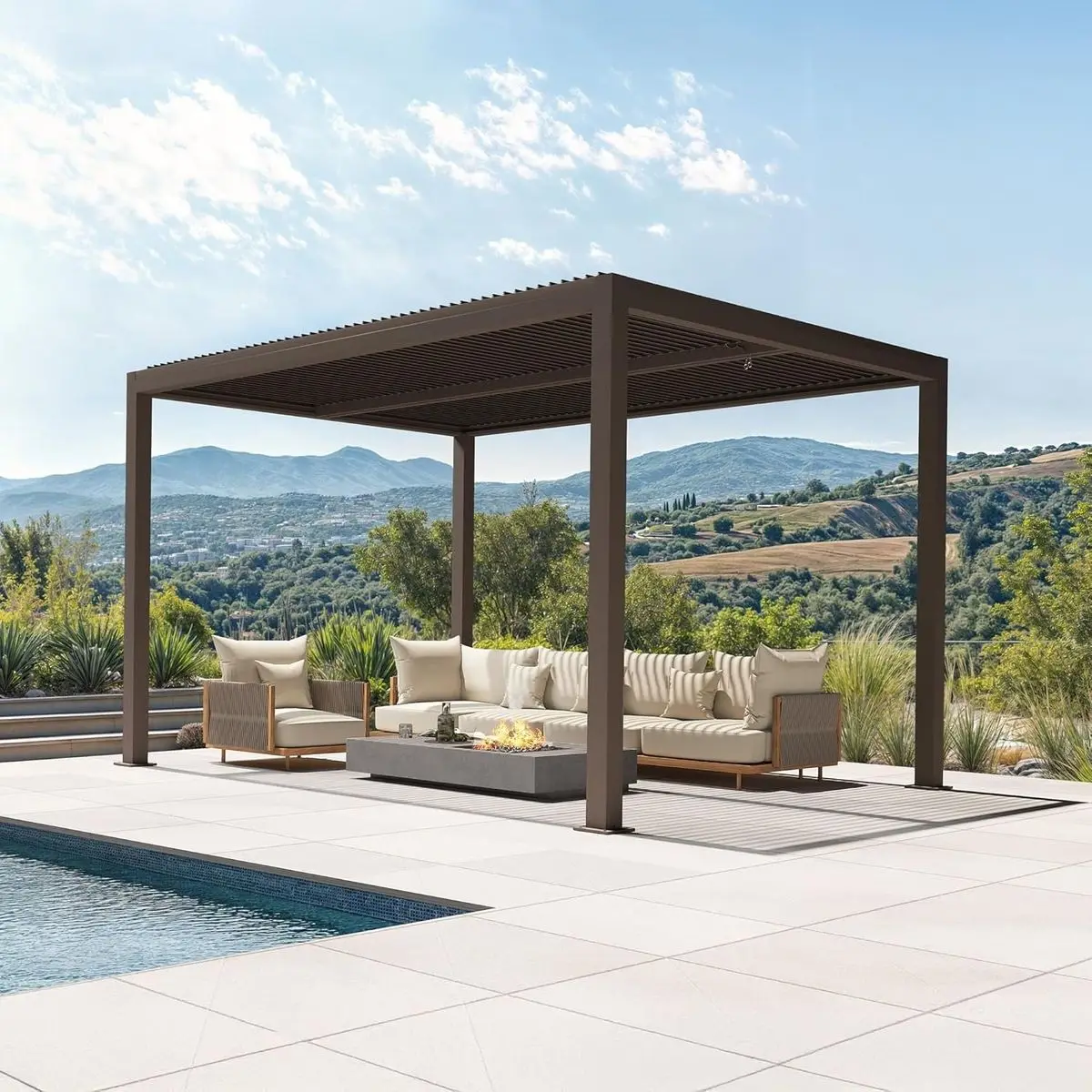 Luxury Pergola Enhanced Wind and Rain Resistance Specially Designed Pavilion for Villa Rooftops and Terrace Toplevel Projects