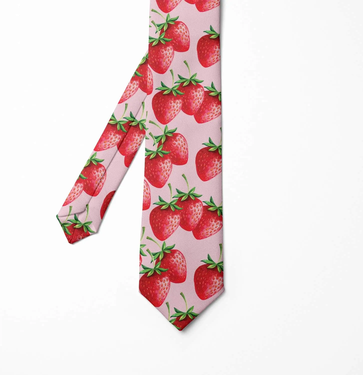 Pink Juicy Strawberry Tile Pattern Summer Style Tie Multicolor Modern Men's Tie Women Shirt Tie Decor One Size