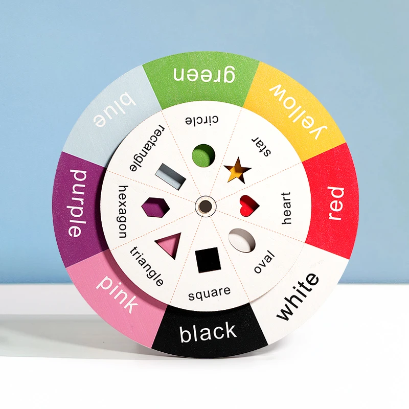 Kleurvormsorteerder Houten kleursorteerspeelgoed Engelse woorden Leren interactief wiel Vroege educatieve cadeaus voor thuis Kleuterschool