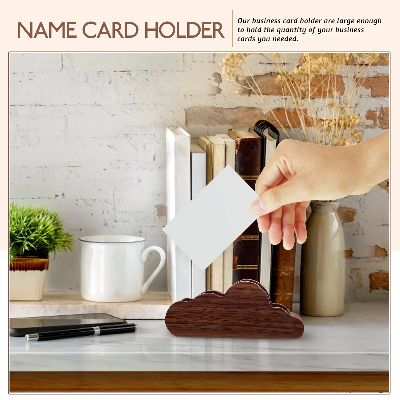 Memorandum Storage Box Cloud Business Card Holder Office Show Rack Display Wooden Aluminum Alloy Base