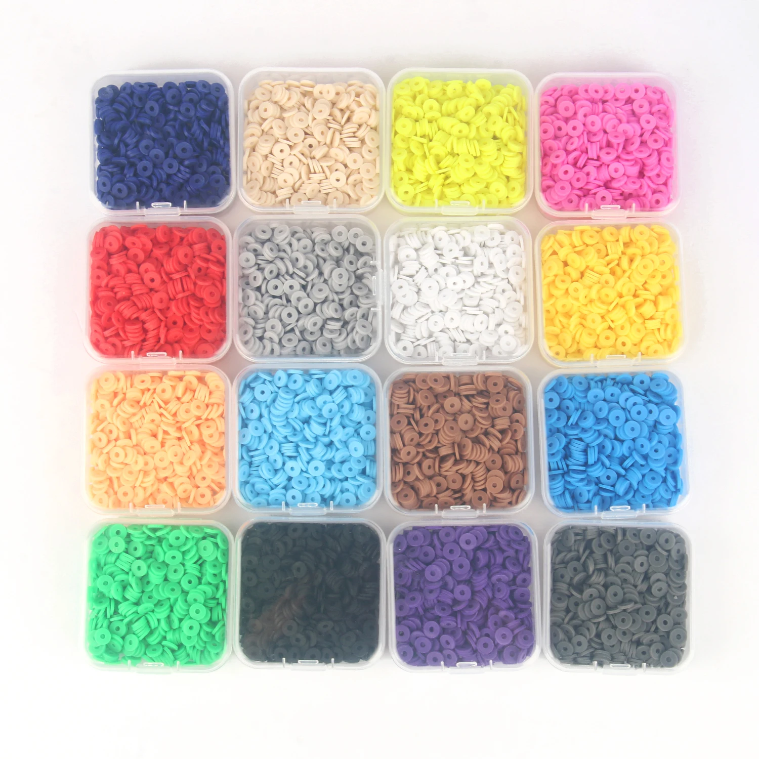 500pcs/Box 6mm Flat Round Polymer Clay Beads Box Set Chip Disk Loose Spacer Handmade Boho Beads For Diy Jewelry Making Bracelets