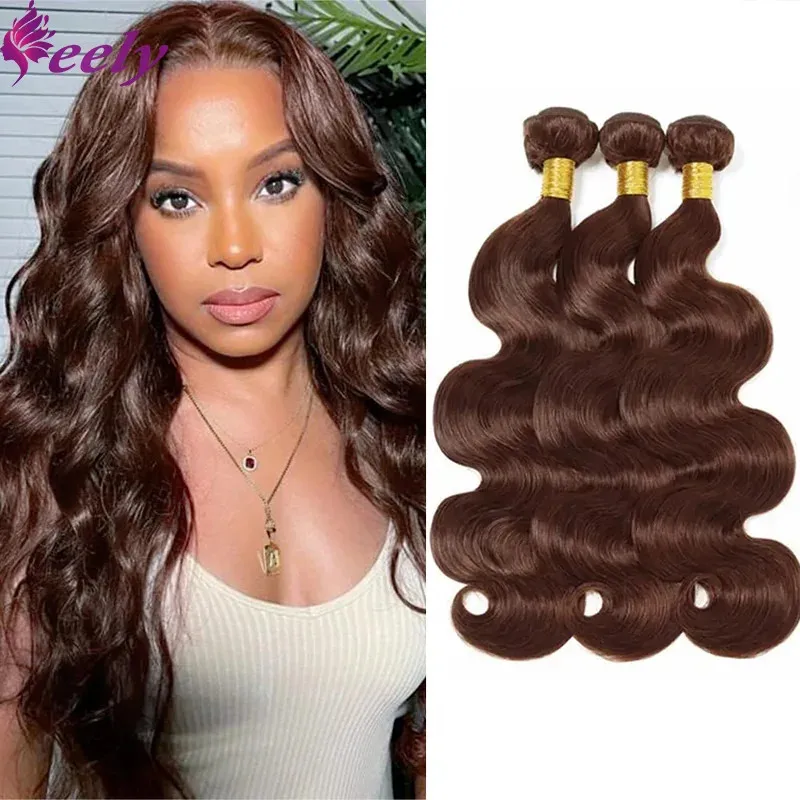 Bundles brésiliens de cheveux humains Body Wave pour femmes noires, extension de tissage brun chocolat, document #4