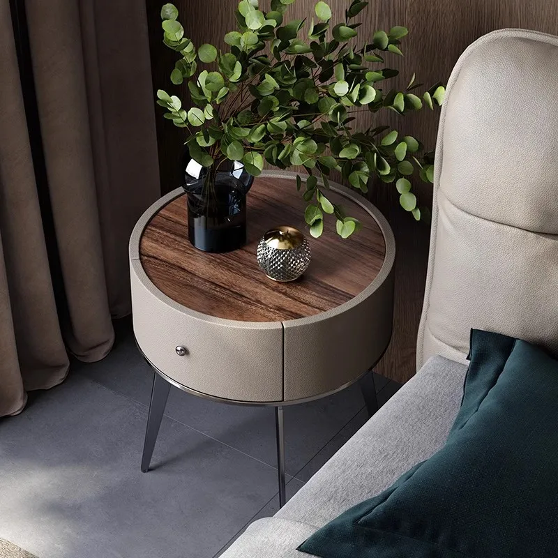 طاولة بجانب السرير من الخشب الصلب، طاولة بجانب السرير بتصميم بسيط وحديث