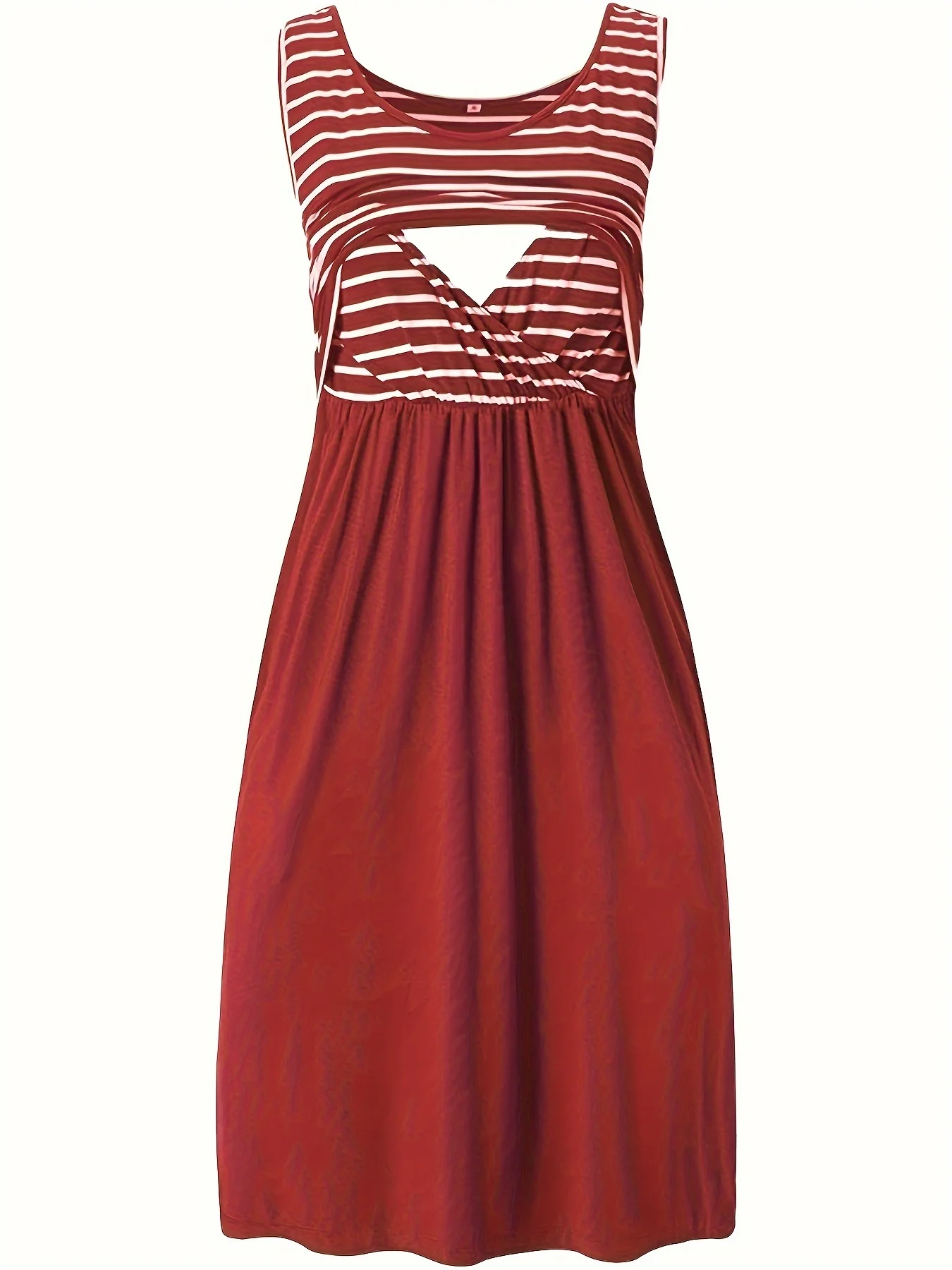 Umstands-Stillkleid, ärmellos, Minikleid, Streifen, Spleißen, bequeme Umstandsmode für schwangere Frauen – Detail 5