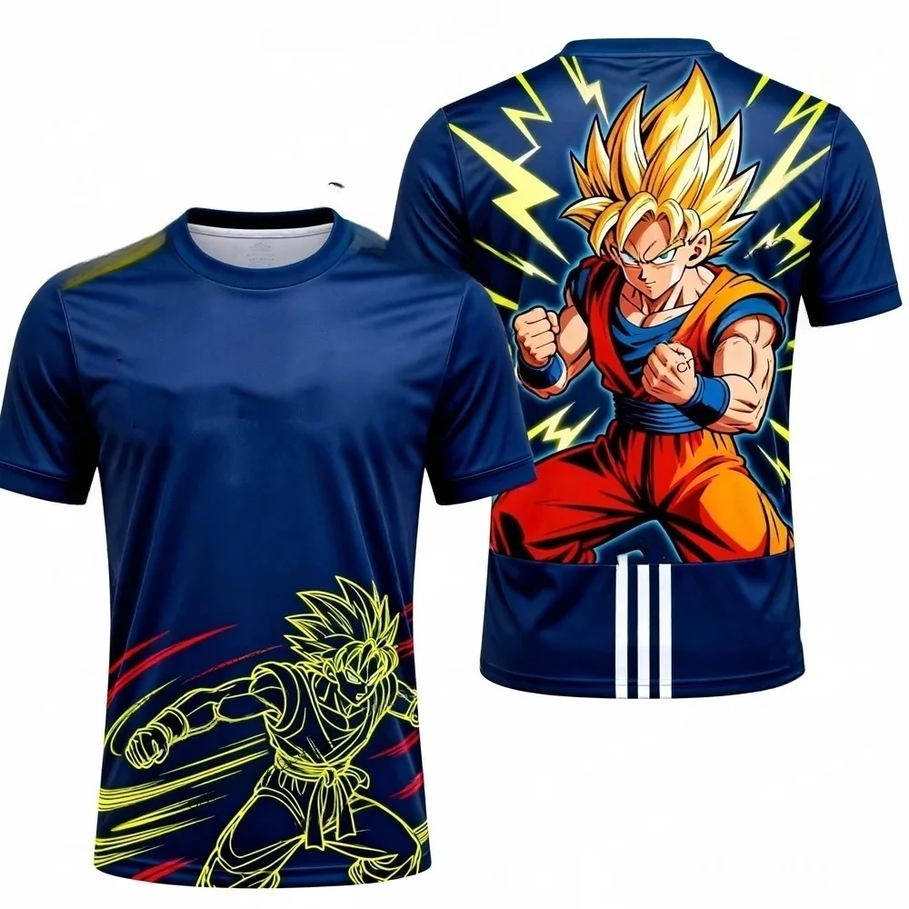 

Summer 2026 Dragon Ball Super Wukong Lightning Line Draft Theme 3D Printing Breathable Quick Drying T-shirt Adult Parents Top