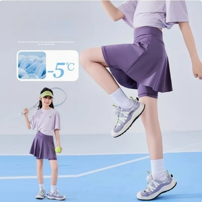 Girls Tennis Skirt with Built-in Shorts Quick-Dry Athletic Pleated Skirt Cute Sports Golf Skort Outfits Uniform for Kids Tennis