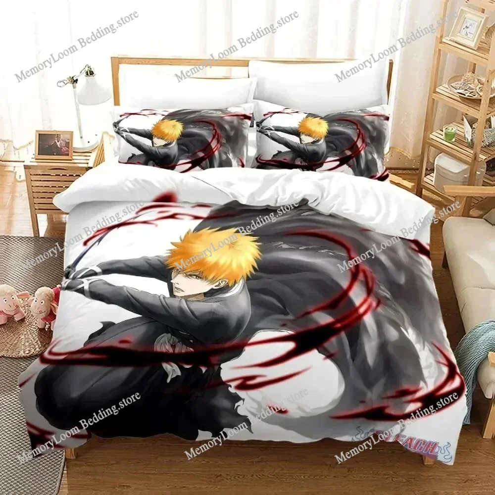 Anime Series Popular Bleach Kurosaki Ichigo Bedding Set Full/Queen Size Duvet Cover Pillowcase Kids Bedroom Decor Soft Set