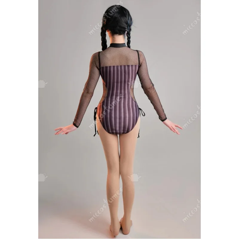 ملابس سباحة نسائية مثيرة من CyMiccostumes بدلة سباحة مخططة برباط من قطعة واحدة