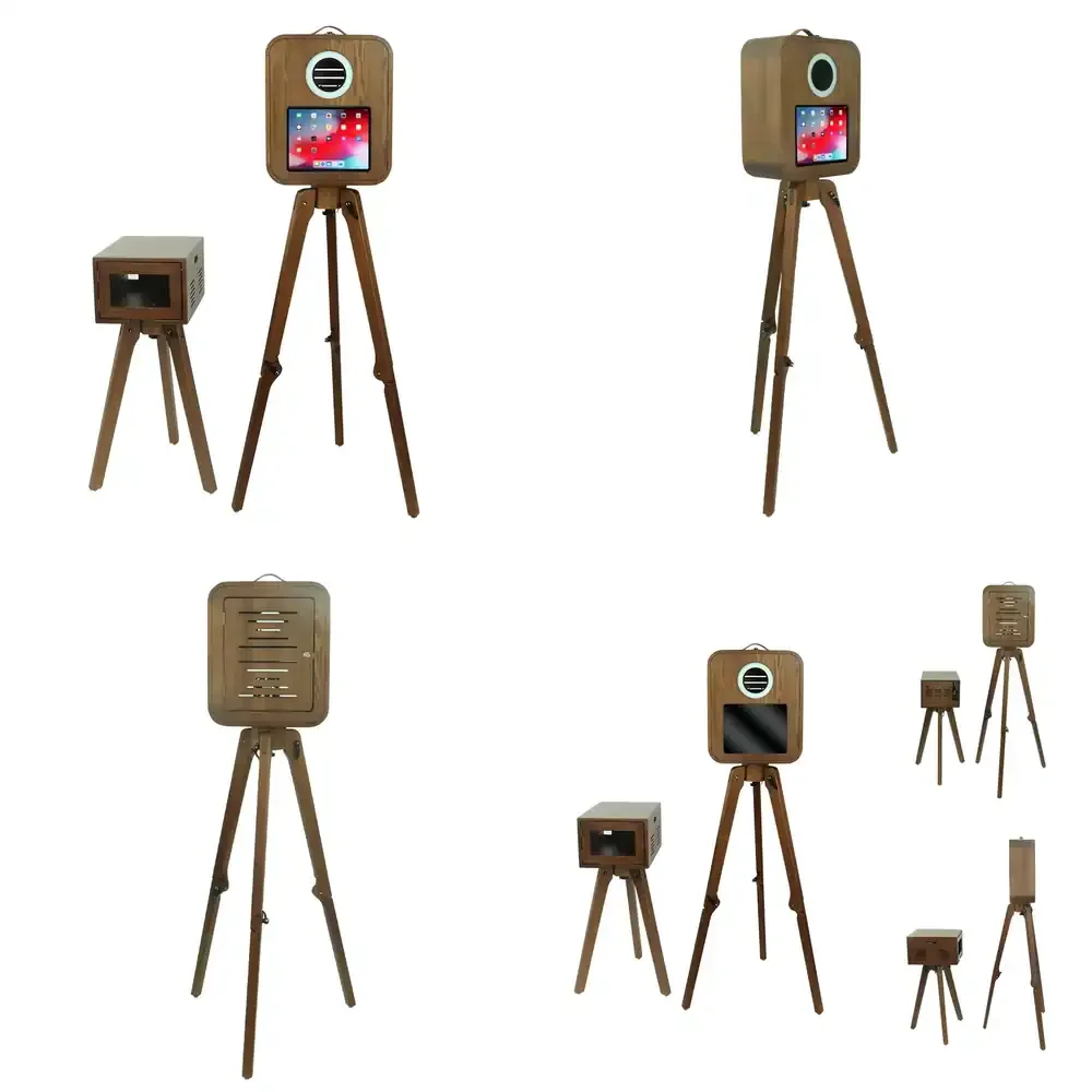 

Red Oak Wooden iPad Photobooth for 13 Inches iPad DSLR Vintage Photo Booth Shell for Wedding With Flight Case