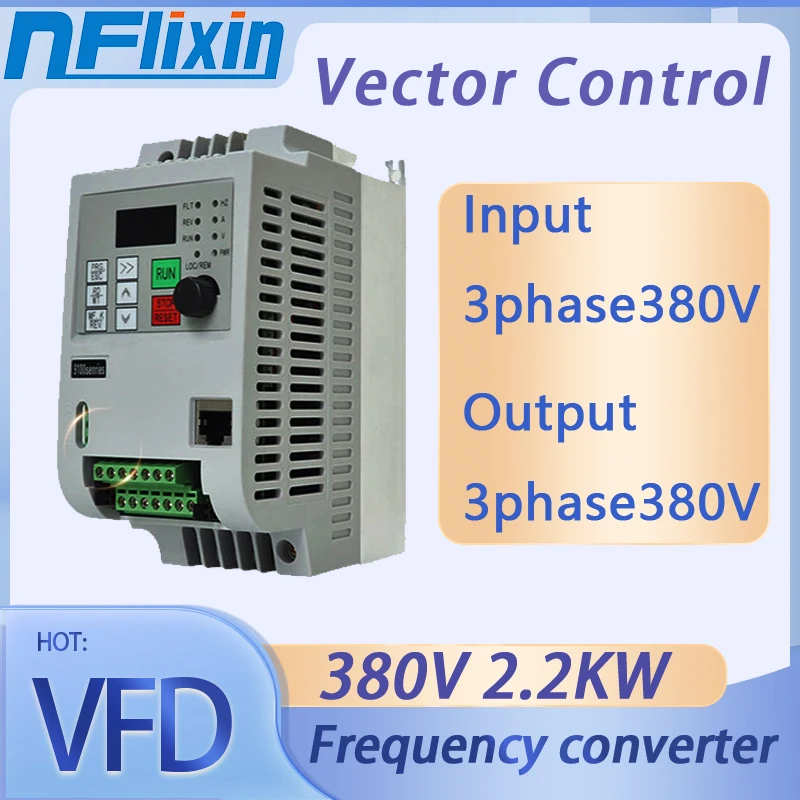 NEW! Inverter VFD 380V 2.2KW Frequency Inverter 3P Input 3P Output Converter Variable Frequency Drive