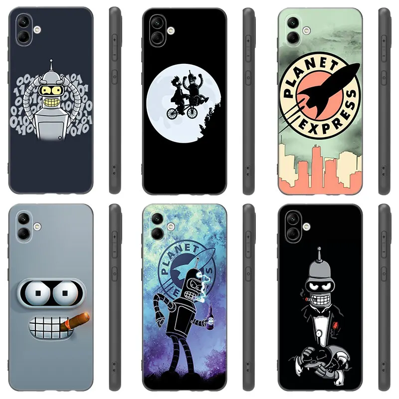 F-Futuramas Cute Black Phone Case For Samsung Galaxy A01 A03 Core A04 E A02 A05 A10 A20 A21 A30 A50 S A6 A8 Plus A7 2018