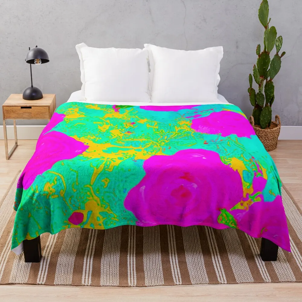 

Pastel Harmony: Pink and Turquoise Flower Pattern Throw Blanket