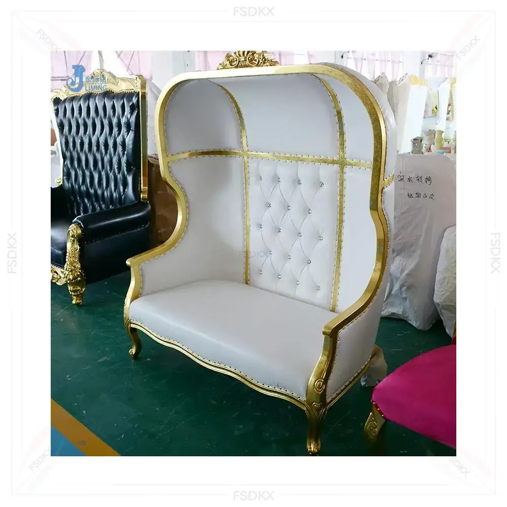 Events Furniture King Throne Chair High Back Throne Sofa Chairs Luxury Royal Wooden King and Queen Wedding Sofa Chairs