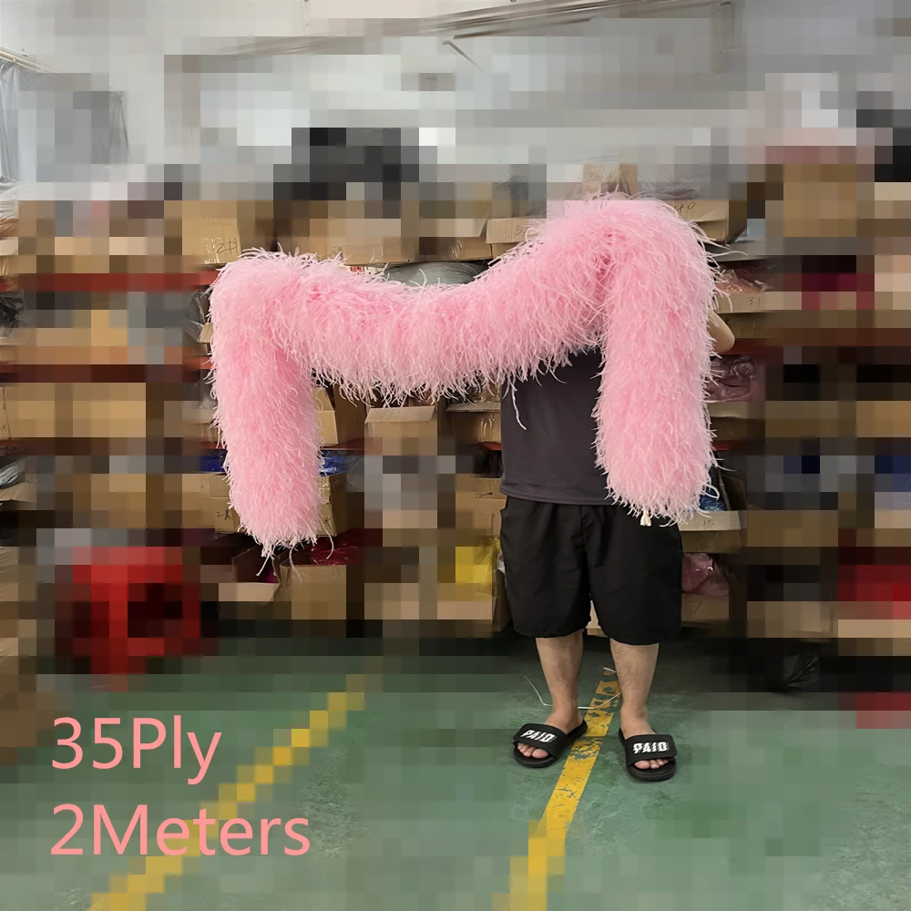 

Customized 6 to 35 Ply Boa Natural Fluffy Ostrich Feathers Scarf for Costume Clothing Sewing Decoration plume Ribbon 1 to 3M