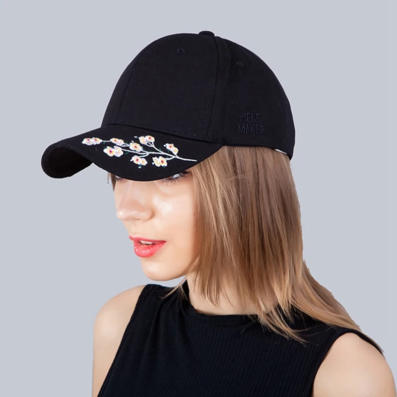 Women Summer 2023 New Hats Symmetrical Flower Embroidery Femme Gym Baseball Cap Adjustable