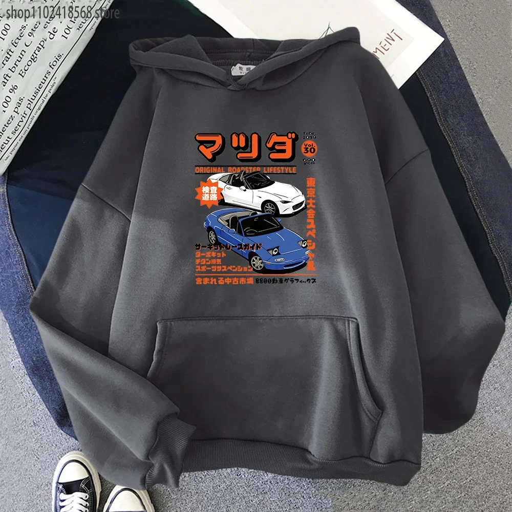 JDM Tokyo Car Hoodies Initial D Japan Manga New Arrival Sweatshirt O-Neck MEN Tops Graffiti Style Hip Hop Sudadera Y2k Clothes