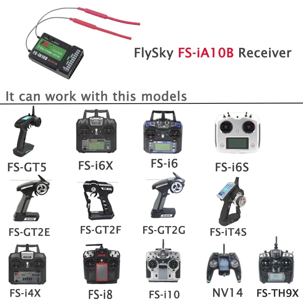 Flysky 2.4G 10CH FS-iA10B Receiver PPM Output With iBus Port for FS-i6X FS-GT5 FS-i6 FS-i6S FS-i10 FS-GT2E FS-GT2G Transmitter