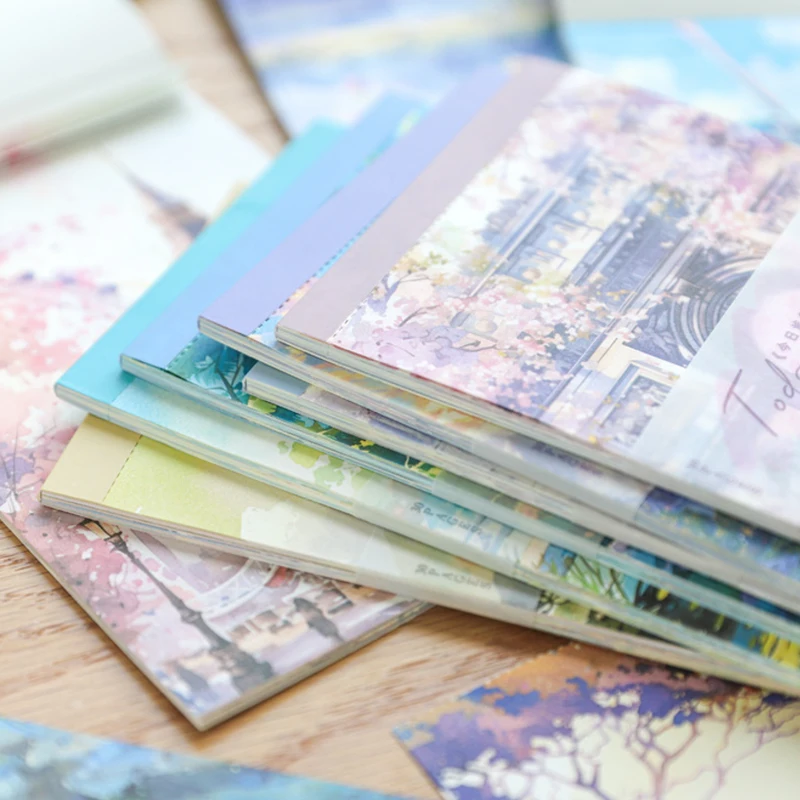Mr.paper-レトロな水彩付箋、DIYメモ帳パンチカード、プランナー、6スタイル、バッグあたり30個