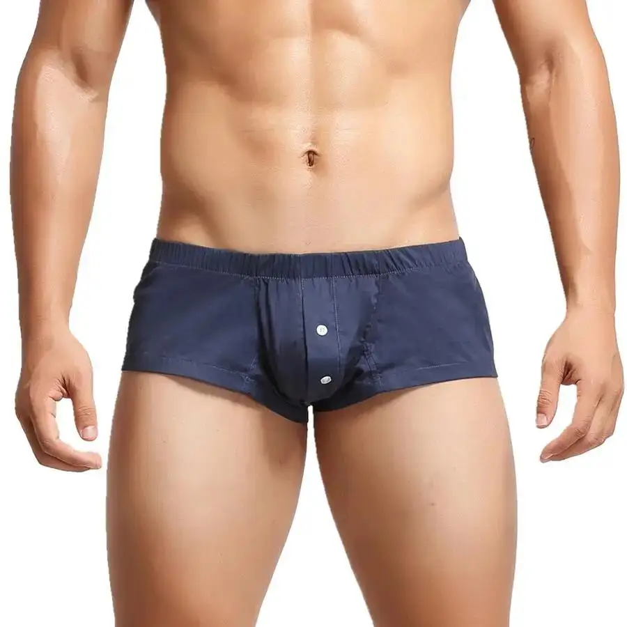 Mens Cotton Boxer Shorts Mid Waist U Convex Pouch Breathable Underpants Casual Daily Sleep Home Shorts Soft Sleepwear