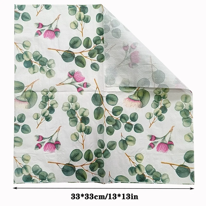 20 printed napkin tissues, flower-shaped table decorations, square napkins, banquet and birthday party napkins
