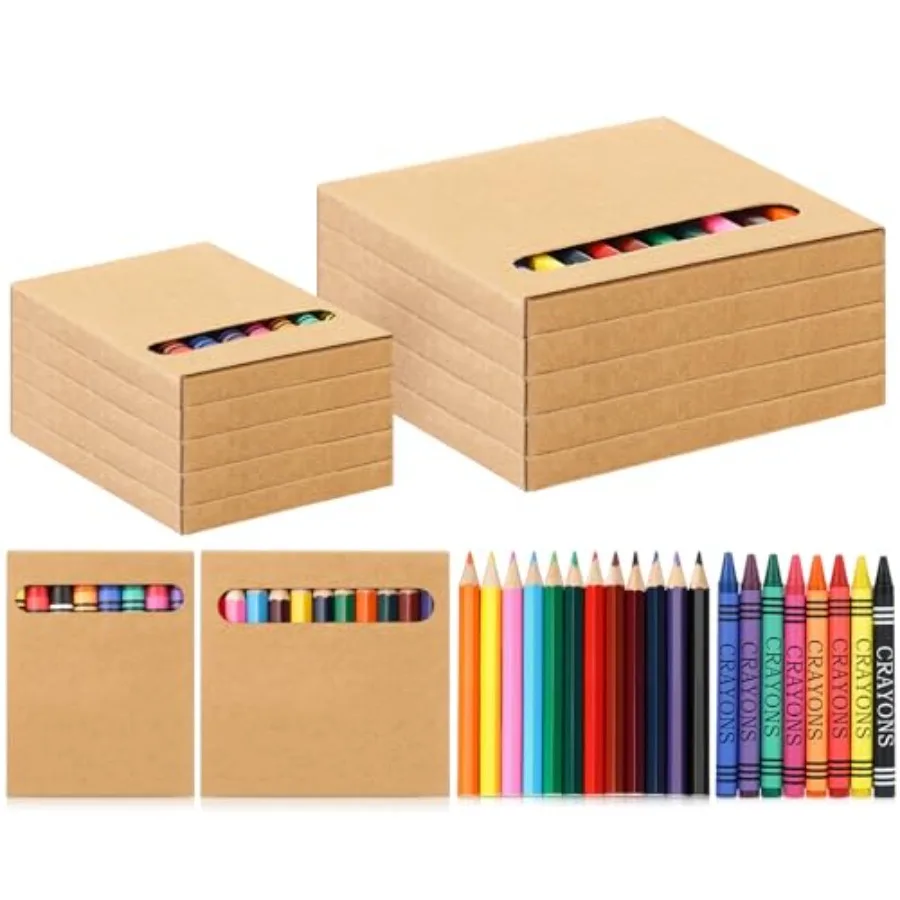 

Sets Colored Pencils and Crayons Bulk Valentine's Day Gift Classroom Exchange Gift Class Prize, Craft Supplies in Box Mini Penc
