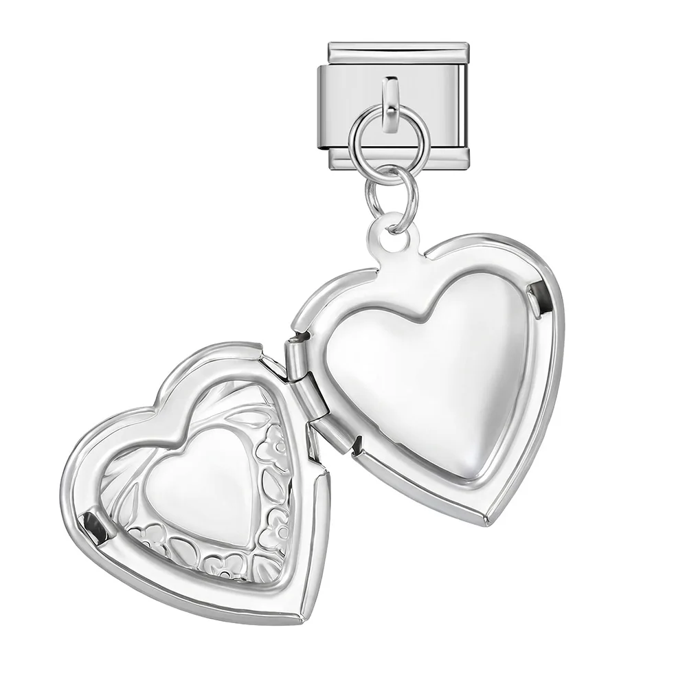 URING Medaillon Liebesherz-Anhänger Italienischer Charm-Anhänger 9mm Damen Herren Gedenkarmband Edelstahl Armband DIY Perlen Geschenk Schmuck – Detail 10
