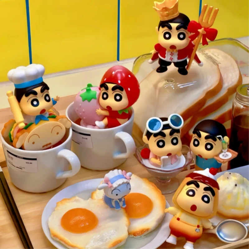 새로운 정품 크레용 신짱 맛있는 하루히부 블라인드 박스 주변 작은 흰색 귀여운 장식품 트렌디한 놀이 선물 재고 있음