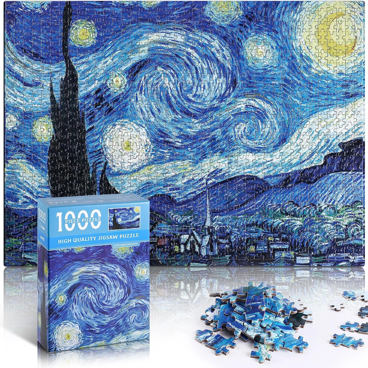 1Set 1000PCS Starry Night Puzzle, Decompression and Educational Learning Toys, Best Gift for Adults Artwork And Family Game