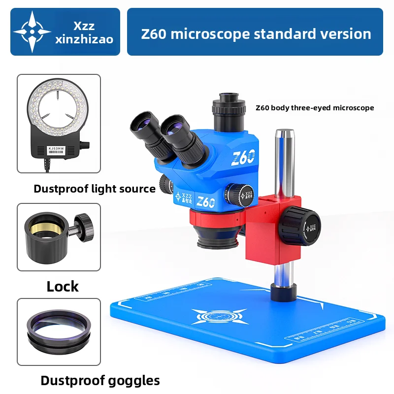 Z60 Trinocular Microscope HD Electronics Repair 7-60x Continuous Zoom Professional Grade Chip Soldering
