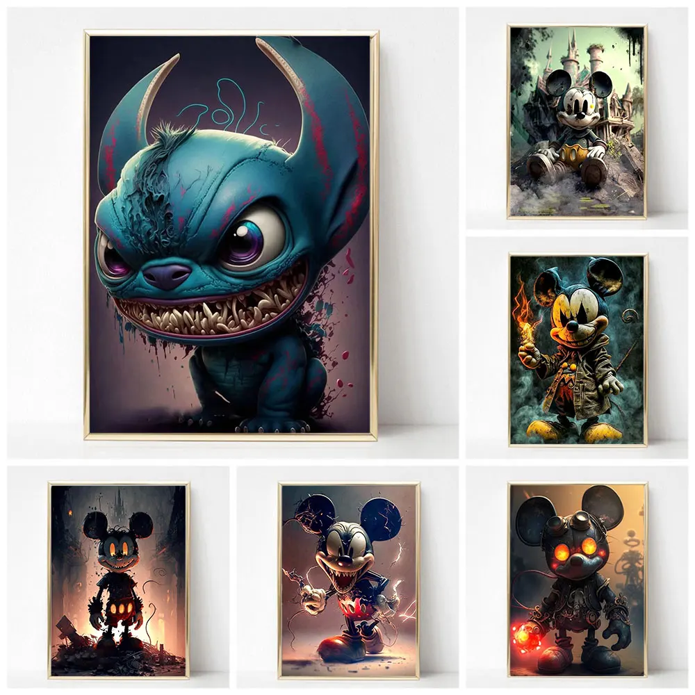 5D Diamond Painting Terror Mickey Mouse Graffiti Art Posters Cartoon DIY Hand Diamond Painting Embroidery Kids Home Decor Gifts