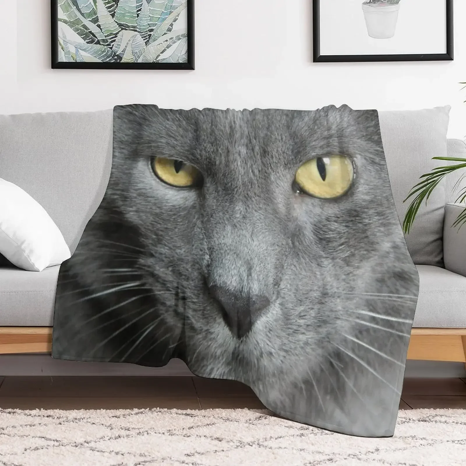 

Russian Blue Cat Throw Blanket valentine gift ideas Soft Plaid Blankets Sofa Throw Decorative Beds bed plaid Vintage Blankets