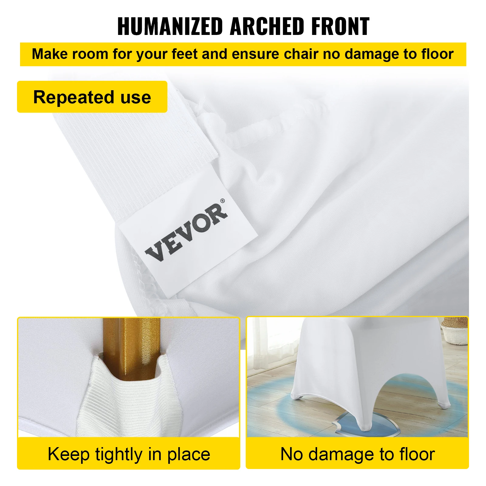 VEVOR 50 Pcs White Chair Covers Polyester Spandex Chair Cover Stretch Slipcovers for Wedding Party Dining Banquet Chair Covers