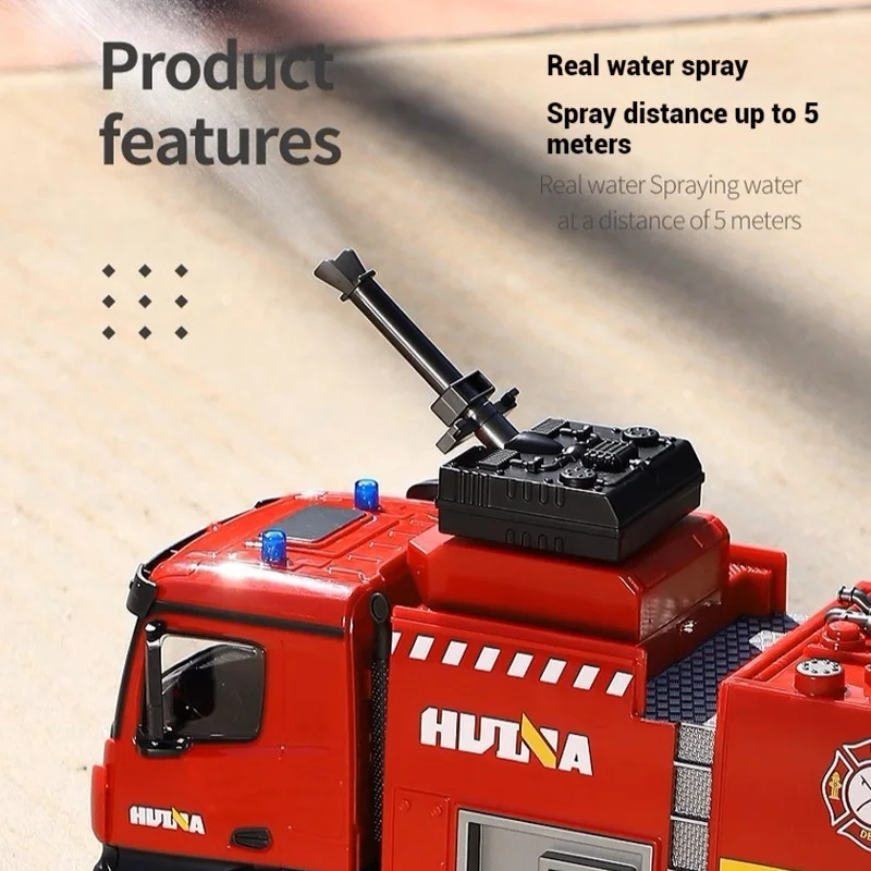 Huina 1562 Full Scale Fire Truck 1:14 Remote Control Electric Engineering Vehicle Model with Water Spray Simulation Toy Gift