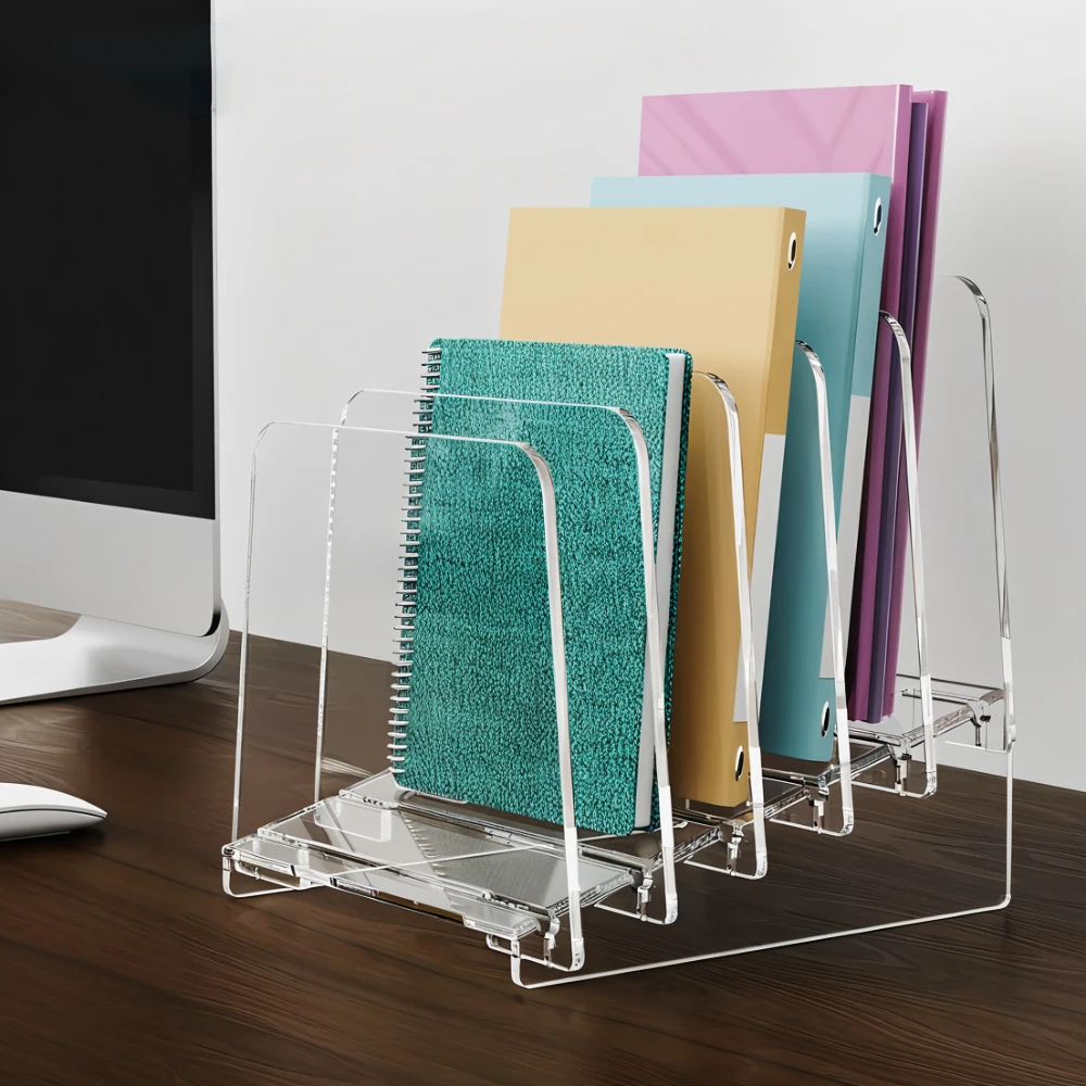 

Акриловый органайзер с разделителями — прозрачная полка для хранения файлов, книг, почты и журналов