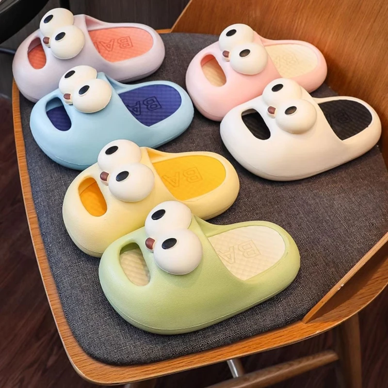 Summer Bathroom Slippers 3-10 Years Old Children Slippers Cartoon Big Eyes Kid EVA Slippers Girls Home Slippers