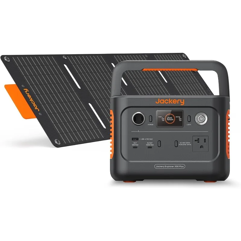 

Jackery Solar Generator 300 Plus Portable Power Station with 40W Book-sized Solar Panel, 288Wh Backup LiFePO4 Battery