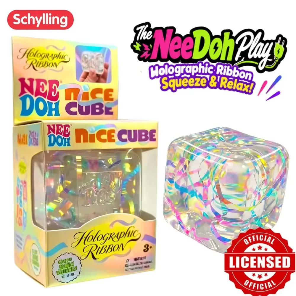 Halloween NeeDoh Nice Cube Spooky Squish Glitter Squeeze Cube, Stress Relief Sensory Fidget Toy, Halloween Holiday Gift