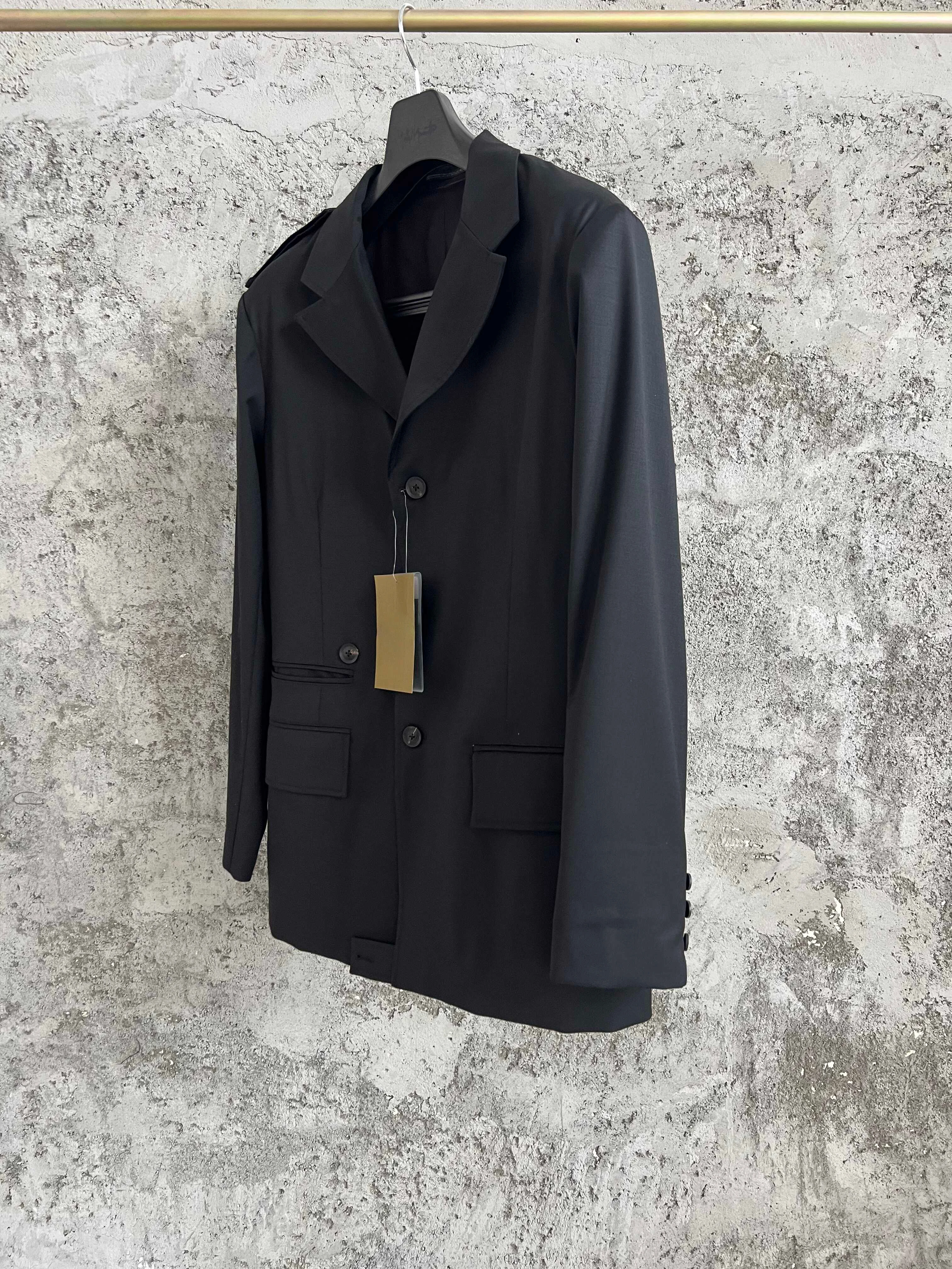 TOP-YAMAMOTO British tweed lapel button stand-up collar jacket suit Wool Harris coat