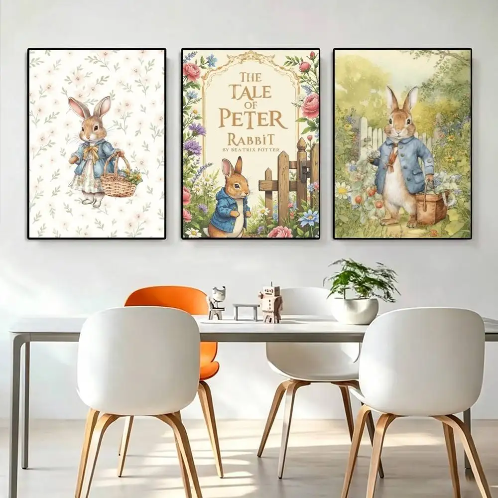 Cartoon Character Cute-Peter Rabbit-Smart  Poster High Quality Dorm Living Room Aesthetic Wall Decoration Painting Stickers Gift