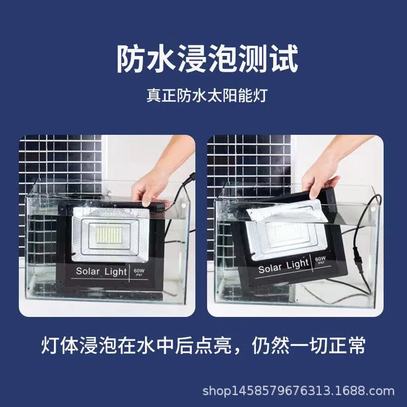 Luz do painel solar com interruptor remoto regulável, jardim e lâmpada de rua, luzes de inundação brancas, IP67 impermeável, tamanho grande