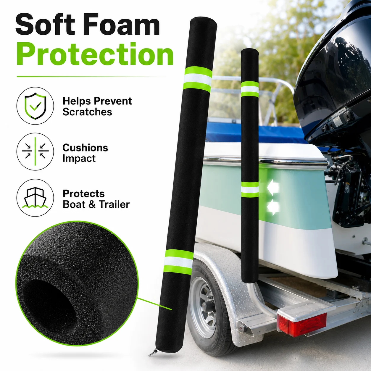 2Pcs Boat Trailer Guide Pole Cover 36 Inch Boat Trailer Guide Protective Pad for Ski Boat Fishing Boats Sailboat Trailer view 4