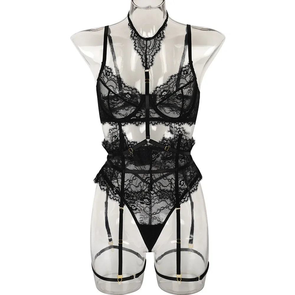 

Women Sexy Lace Exotic Set See Through Thin Lingerie Bra Set Elegant Ladies Underwear Micro Bikini Thong Exotic Apparel