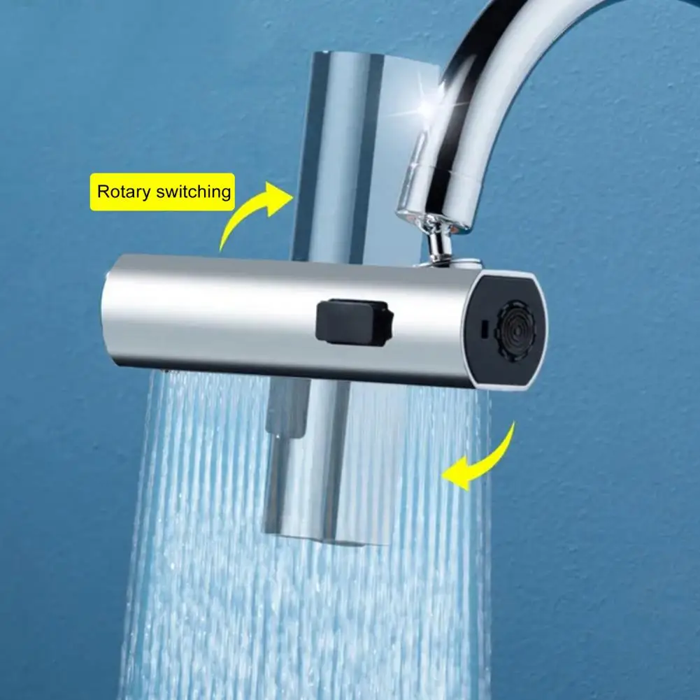 Multifunctional Universal Faucet Adapter 360 Degrees Rotating Waterfall Faucet Extender with Three Water Discharge for Home