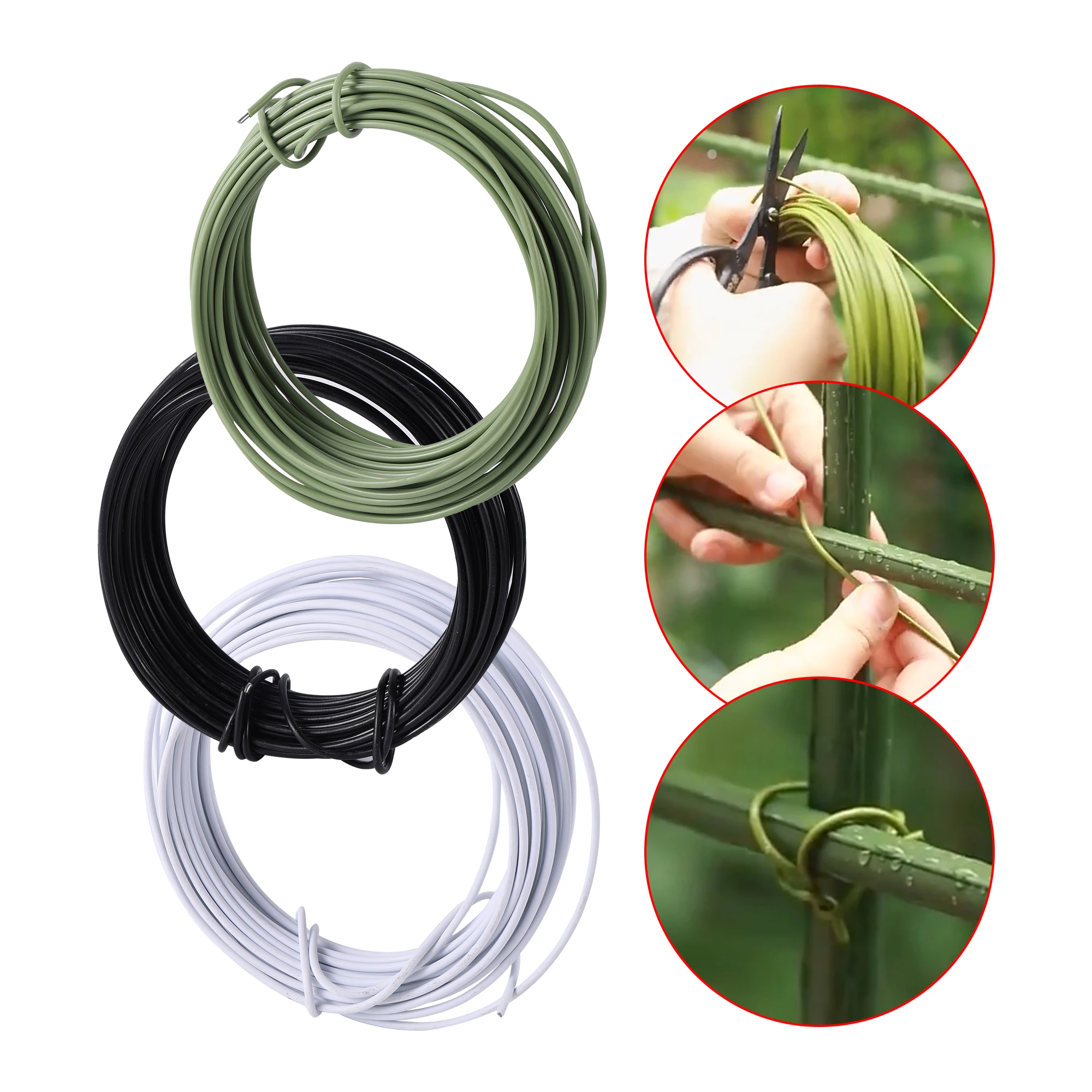 10m20m Plant Soft Tie Metal Bonsai Line Shape Iron Wire Plastic Wire Coating Twisted Plant Tie Plant Shape Diy