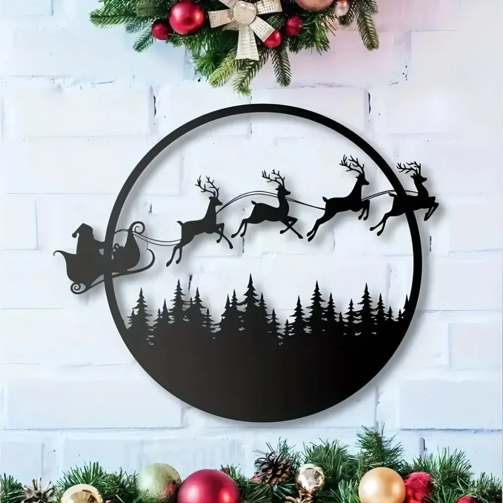 CIFBUY Christmas Flat Iron Wall Decor, Vintage Cutout Metal Wall Art, Waterproof Weather-Resistant Hanging Ornament Farmhouse